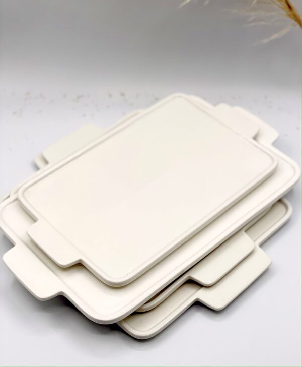 assiettes blanches rectangles